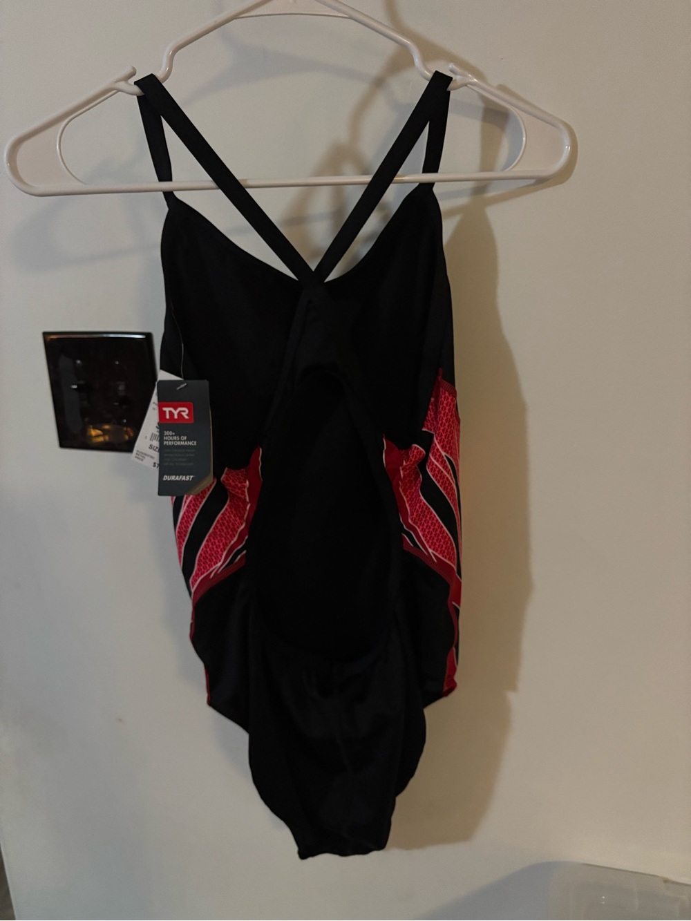 TYR Black Swim Jammers with Red Accent Panels